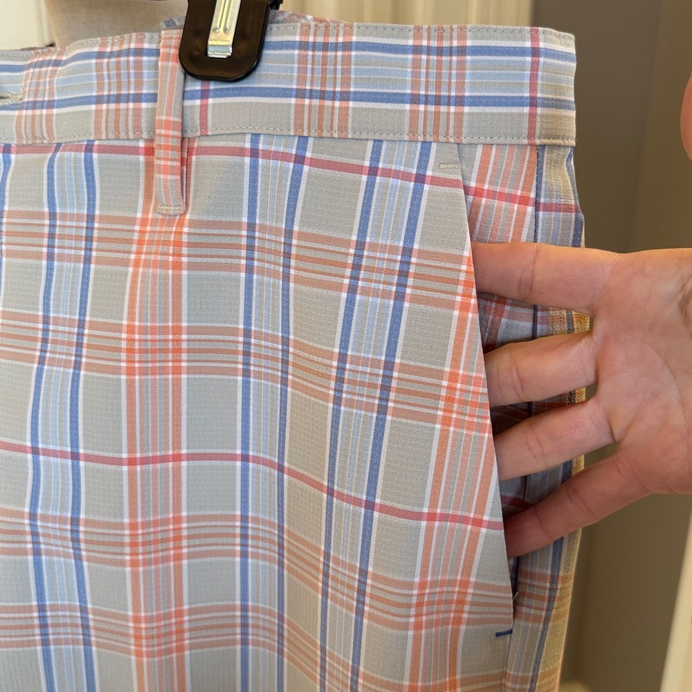Tommy Bahama Plaid Men's Shorts in Light Blue and Orange size 38 - Picture 4 of 10